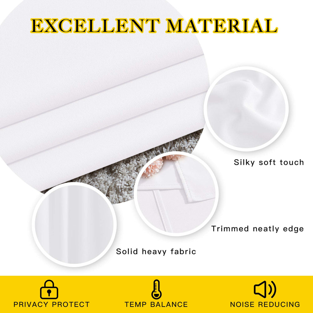 NICETOWN Pure White Curtains 2 Panels 84 inches Long for Bedroom, 50% Light Blocking Grommet Window Treatment for Living Room, W52 x L84