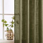 MIULEE Light Olive Green Linen Curtains 90 Inch Long 2 Panels for Bedroom Living Room, Soft Linen Textured Natural Window Drapes Semi Sheer Light Filtering Back Tab Rod Pocket Burlap Look Decor