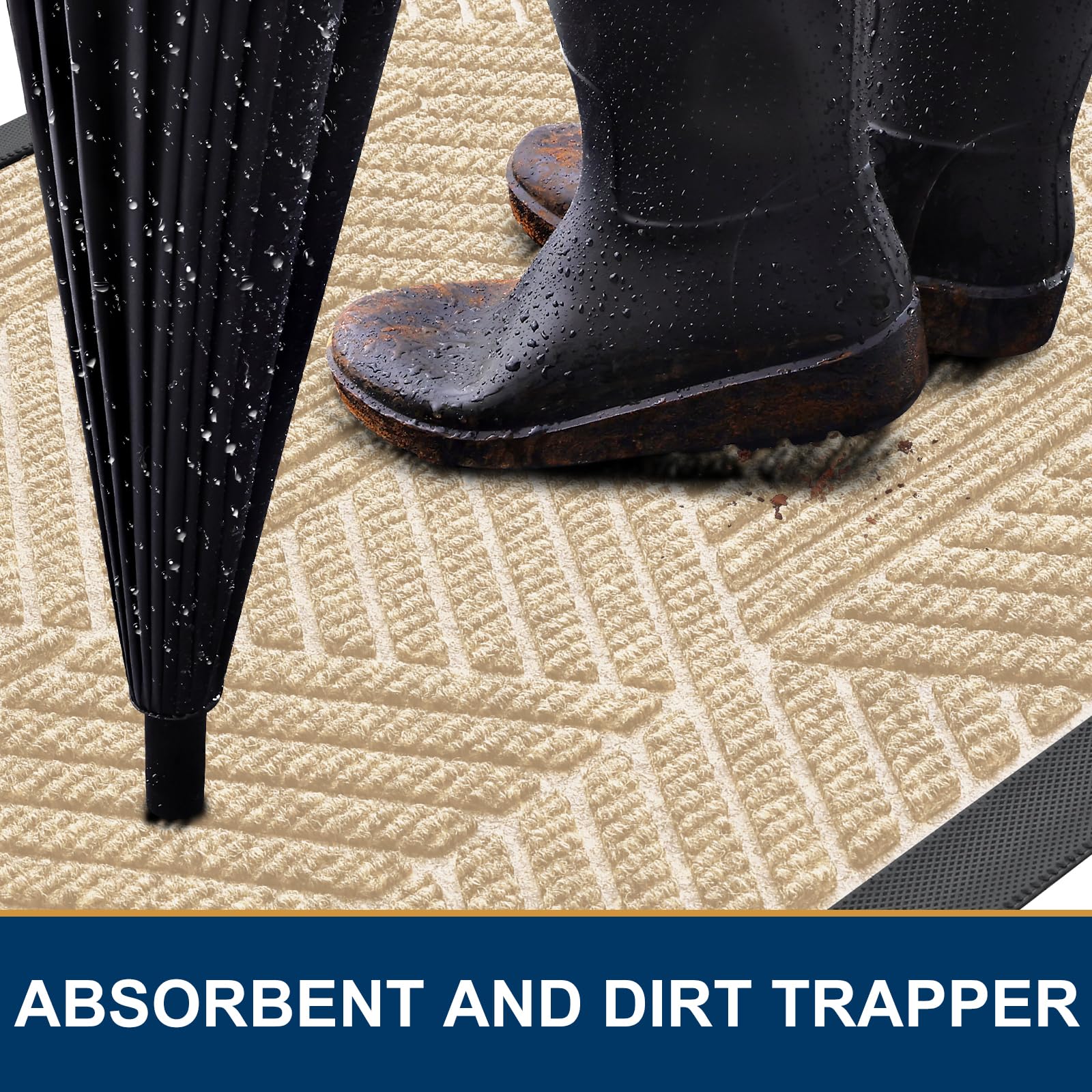 Smiry Front Door Mat Outside Entrance, Low Profile Rubber Doormat, 71x23