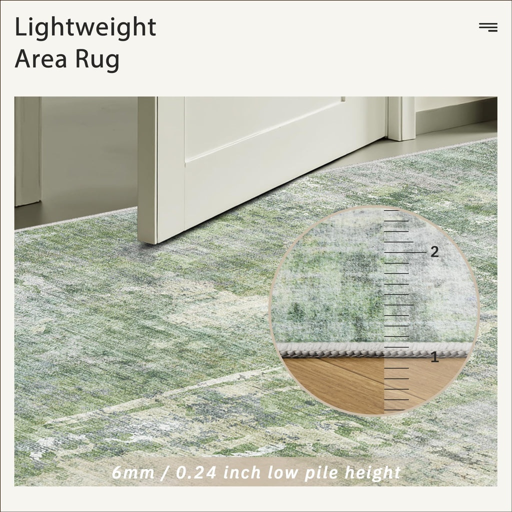 Soalmost Abstract Runner Rug 2x12 Hallway Kitchen Runners Green/Ivory