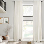 Cream Linen Curtains 192 Inches Long 2 Panels Set for Living Room Extra Long Back Tab Curtains Neutral Farmhouse Light Filtering Semi Sheer Linen Drapes Ceiling to Floor for Large Window 52x192