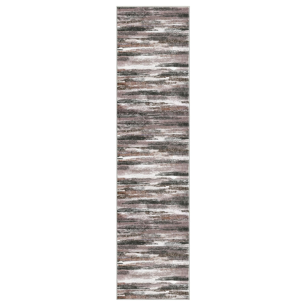 Lansny Modern Abstract Runner Rug 3x10, Dark Light Brown White Washable Kitchen Runner Non-Slip Soft Hallway Rug Runner Thin Print Faux Wool Carpet for Entryway Bedroom Laundry Room Indoor