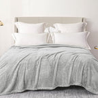 Exclusivo Mezcla Plush Fuzzy Fleece Bed Blanket Queen Size, Super Soft, Fluffy and Warm Blankets for Couch, Bed, All Season (Light Grey, 90x90 Inches)