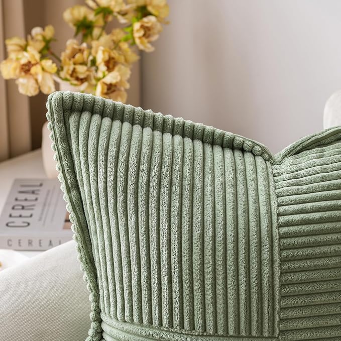 MIULEE Decorative Euro Sham Throw Pillow Covers 24x24 Light Olive Green