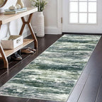 KOZYFLY Modern Abstract Runner Rugs 2x6 Green Yellow Machine Washable Area Rug for Bedroom Non-Slip Living Room Rug, Faux Wool Soft Low Pile Office Carpet for Dining Room, Bedroom, Kitchen Bathroom