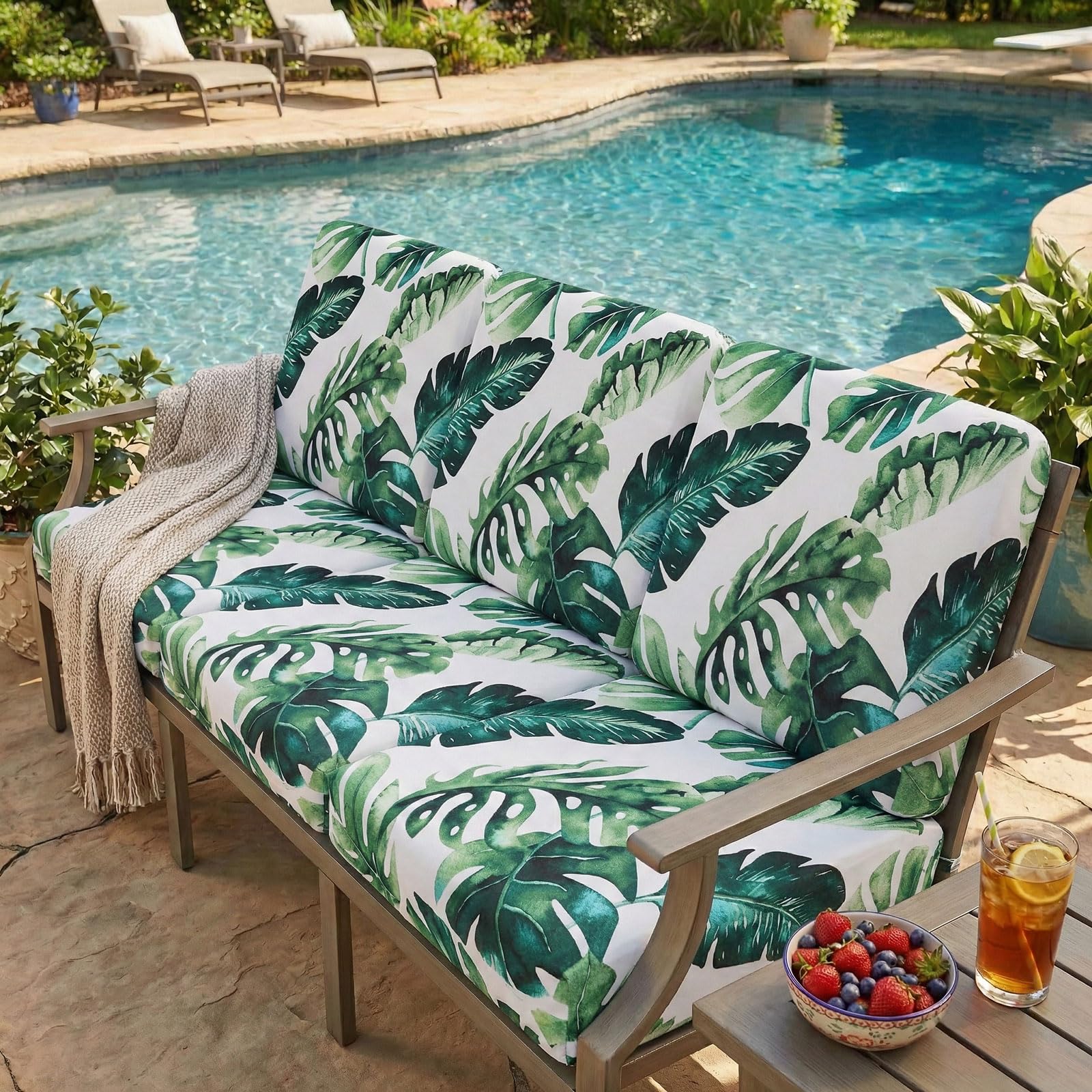 hyha Printed Couch Cushion Covers, Sofa Covers Washable for 3 Cushion Couch