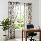 jinchan Vintage Floral Linen Curtains 84 Long for Living Room 2 Panels