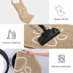Smiry Dog Door Mat for Muddy Paws, Absorbent Dirt Trapper Non Slip Quick Dry Washable Chenille Mat for Mud Dogs, Entry Rug for Indoor and Outdoor (40x32 Inches, Beige and White)