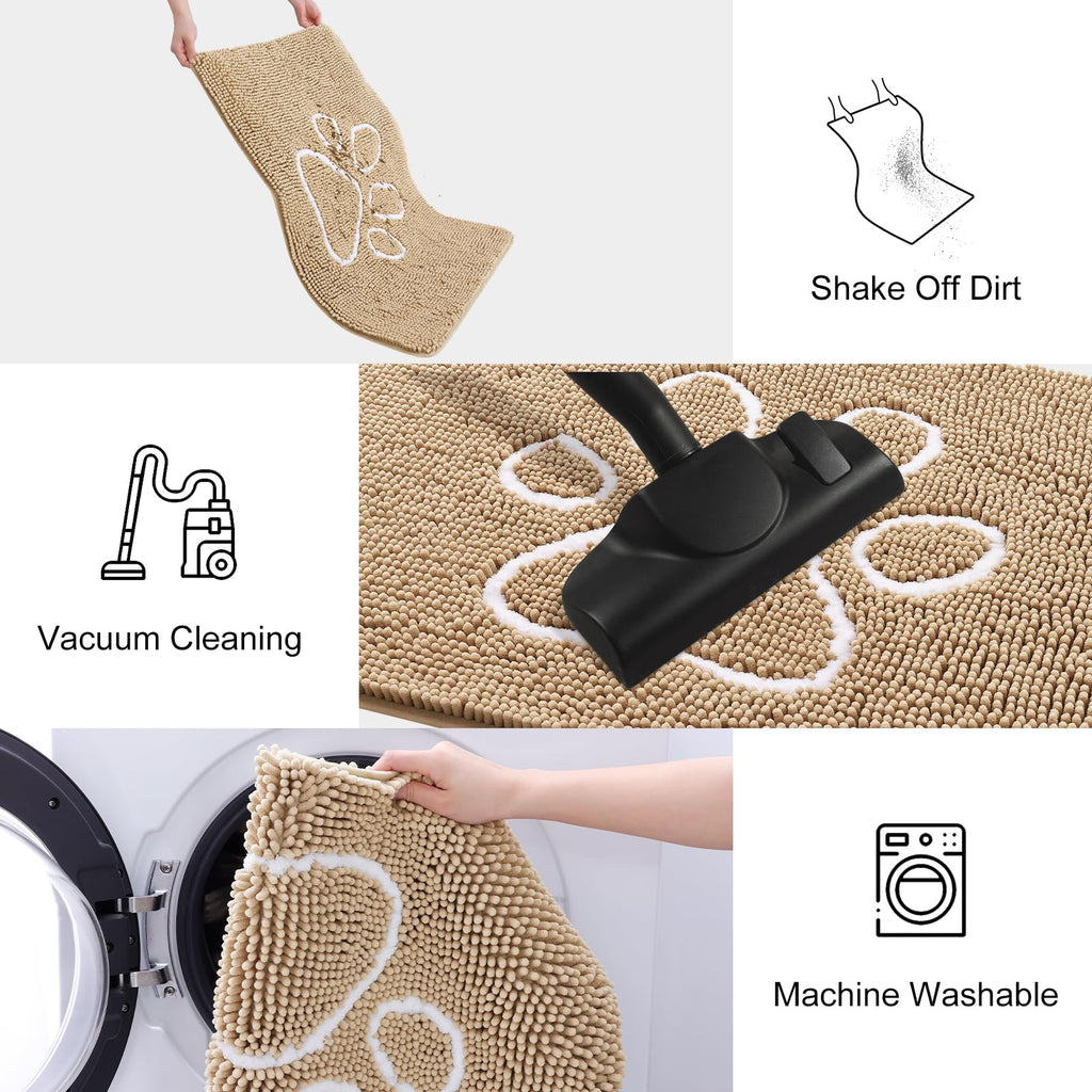 Smiry Dog Door Mat for Muddy Paws, Absorbent Non Slip Dirt Trapper, 40x32