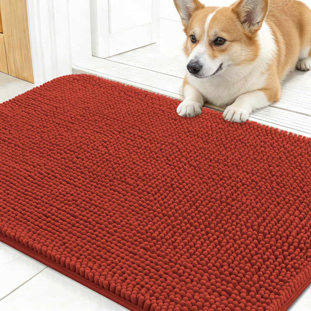 OLANLY Dog Door Mat for Muddy Paws 30x17, Super Absorbent Chenille Mud Mat