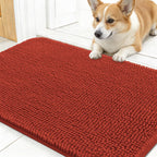 OLANLY Dog Door Mat for Muddy Paws 30x17, Super Absorbent Chenille Mud Mat