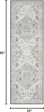 Madane Hallway Runner Rug - 2x5 Rug Runner Washable Runner Rugs Non-Slip Low-Pile Kitchen Runner Rug Laundry Room Rug Throw Carpet for Entrance Bedroom Living Room (2'x5', Ivory/Brown)
