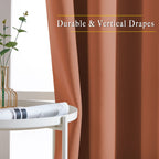 NICETOWN Half Window Curtains for Bedroom - Grommet Modern Thermal Insulated Blackout Window Drapes Sound Reducing for Nursery/Kitchen, Burnt Orange, W52 x L54, Set of 2