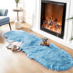 Ciicool Ultra Soft Faux Sheepskin Fur Rug Fluffy Rug for Bedroom Fuzzy Carpet for Living Room Kid's Room Nursery Decor, Sky Blue 2 x 6 Feet
