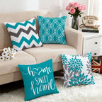 Hexagram Geometric Teal Pillow Covers 16x16, Decorative Pillow Covers