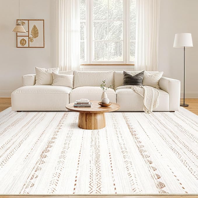 Nakagishi Boho 5x7 Area Rug Living Room Rugs Machine Washable Beige/Brown