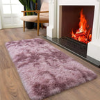 Soft Runner Rugs for Bedroom Hallways, 2x4 Tie-Dyed Grey Purple Fluffy Shag Throw Area Rug Non Slip for Bedside Dorm, Long Shaggy Furry Carpet for Nursery Living Room