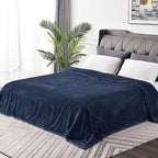 BEDELITE Fleece Throw Blanket for Couch – 3D Ribbed Jacquard Soft and Warm Decorative Fuzzy Blanket – Cozy, Fluffy, Plush Lightweight Navy Throw Blankets for Bed, Sofa, 84x90 inches