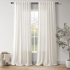 Nanspring Natural Linen Curtains for Living Room 94 Inches Long Rustic Farmhouse Decor Light Filtering Semi Sheer Curtain Back Tab and Rod Pocket Luxury Drapes for Bedroom Office 52x94, 2 Panels