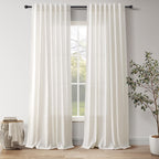 Nanspring Natural Linen Curtains 90 Inches Long for Living Room Country Semi Sheer Light Filtering Curtains Farmhouse Decor Boho Curtain for Bedroom Back Tab and Rod Pocket 52x90, 2 Panels