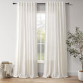 Nanspring Natural Linen Curtains 96 Inches Long for Living Room Bedroom Rustic Light Filtering Curtains Back Tab and Rod Pocket Farmhouse Decor Curtain for Dinner Room Office 52x96, 2 Panels