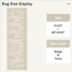 Soalmost 4x12 Wide Hallway Runners: Washable 12ft Runner Rug for Entryway Living Room Soft Vintage Non Slip Carpet Runner for Kitchen Dining Room Nursery Bedroom (Beige, 4x12ft)