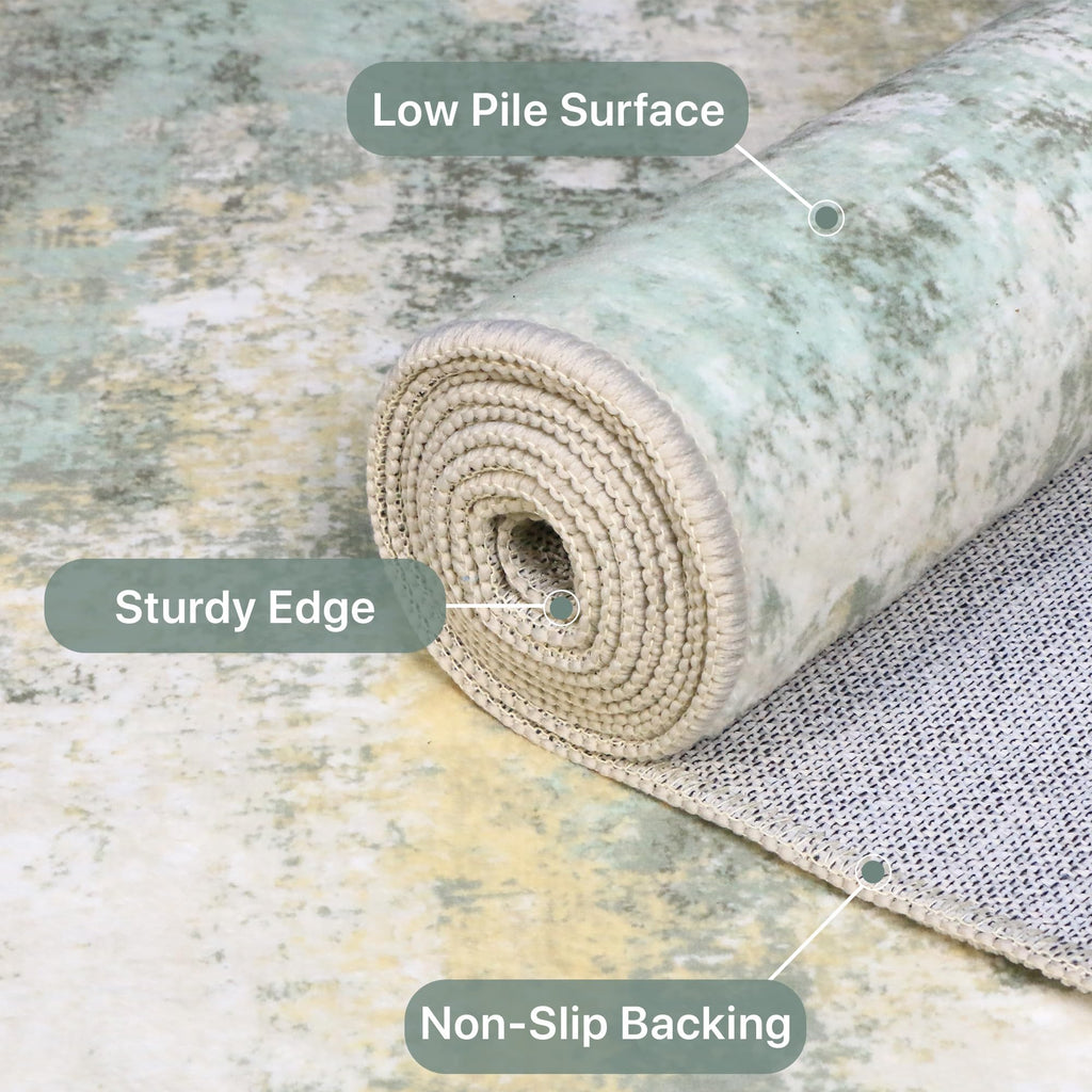 BEIMO 2x3 Green Abstract Area Rug, Washable Non-Slip for Entryway