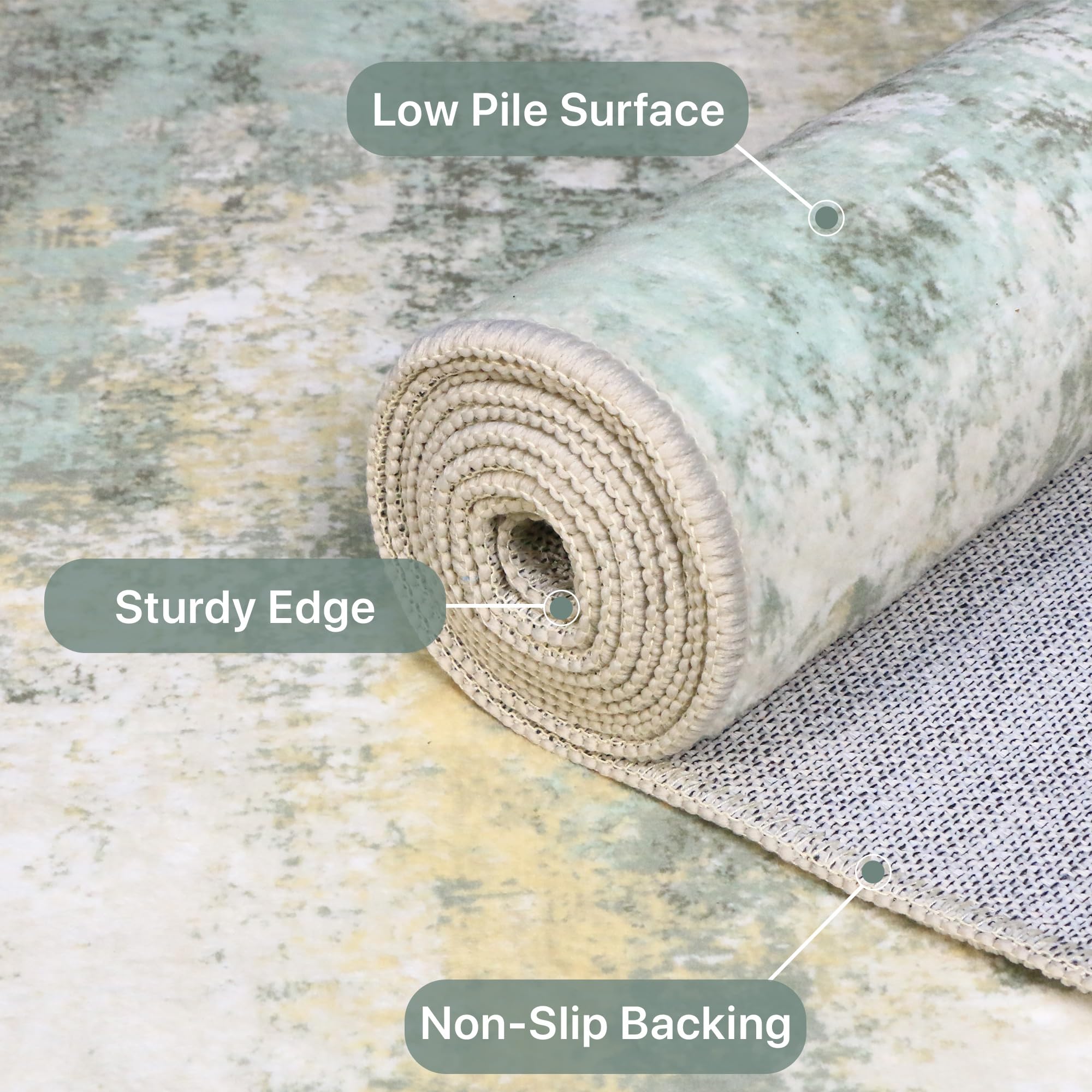 BEIMO 10x14 Green Abstract Area Rug, Washable Non-Slip for Bedroom