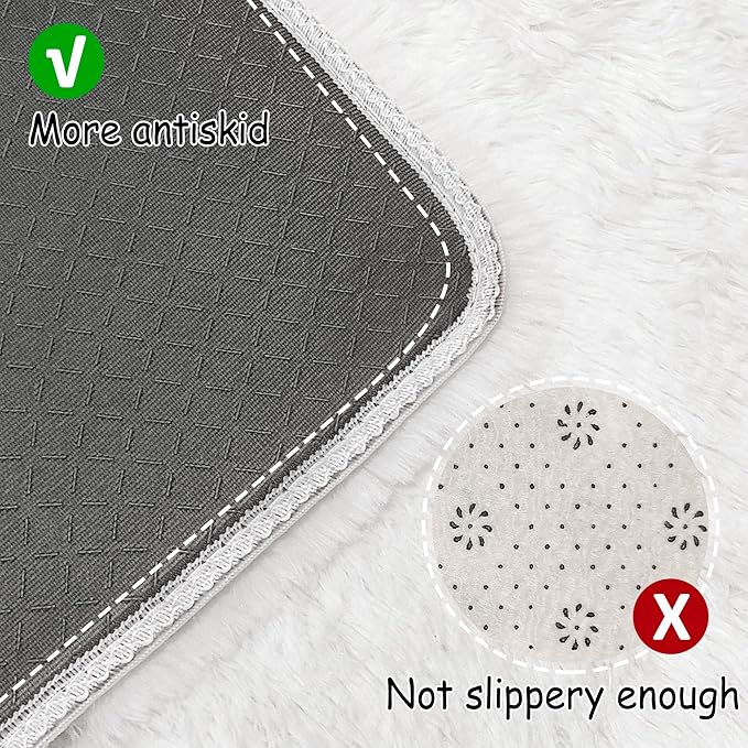 JiaoBaba Runner Rug for Bedroom White 2x10ft Fluffy Area Rug Bedside Runner Rug for Kids Room Boys Teens Nursery Baby Living Room Dorm Home Decor Carpets Kid Sbedroom Rug