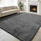 yulidayang 6x9 Fluffy Area Rug for Living Room,Shag Rugs for Bedroom,Tie-Dyed Beige