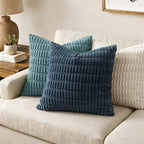 MIULEE Euro Sham Corduroy Decorative Throw Pillow Covers 24x24 Blue