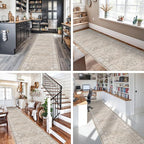 Hallway Washable Runner Rug - 3x20 Kitchen Rugs Entryway Rug Long Runner Vintage Soft Floor Mat Non Slip Indoor Farmhouse Carpet for Bathroom Living Room Bedroom (3 X 20, Beige)