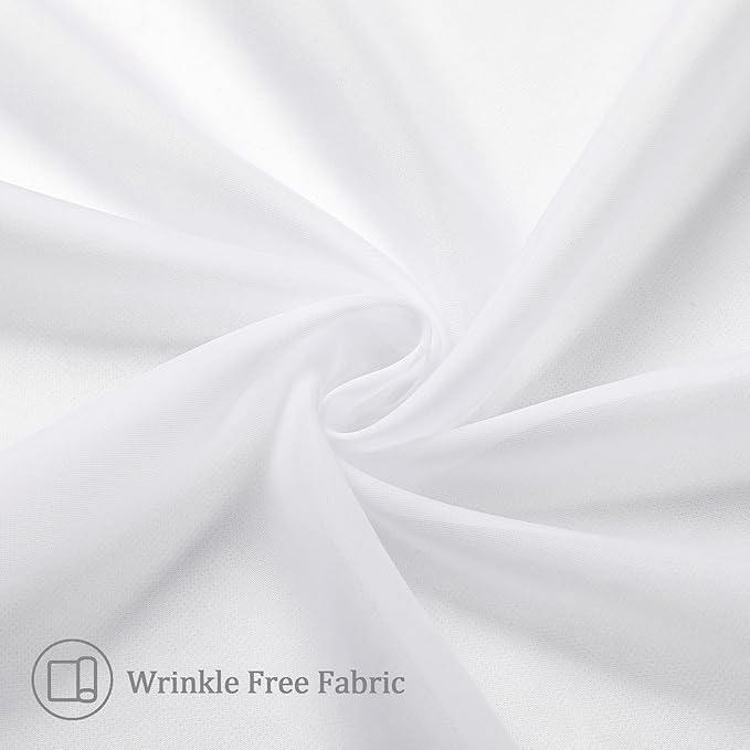 Aiyufneg White Sheer Window Valance Curtains, Light Filtering Kitchen Valances Windows Treatment, Small Voile Sheer Curtains for Living Room/Bathroom/Basement, Top Dual Rod Pocket, 2PCS
