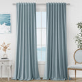 Guken Blue 100% Blackout Linen Curtains 84 Inch Length 2 Panels Set for Living Room Bedroom Back Tab Thermal Insulated Black Out Drapes Room Darkening Window Curtains 84 Inches Long Dusty Blue