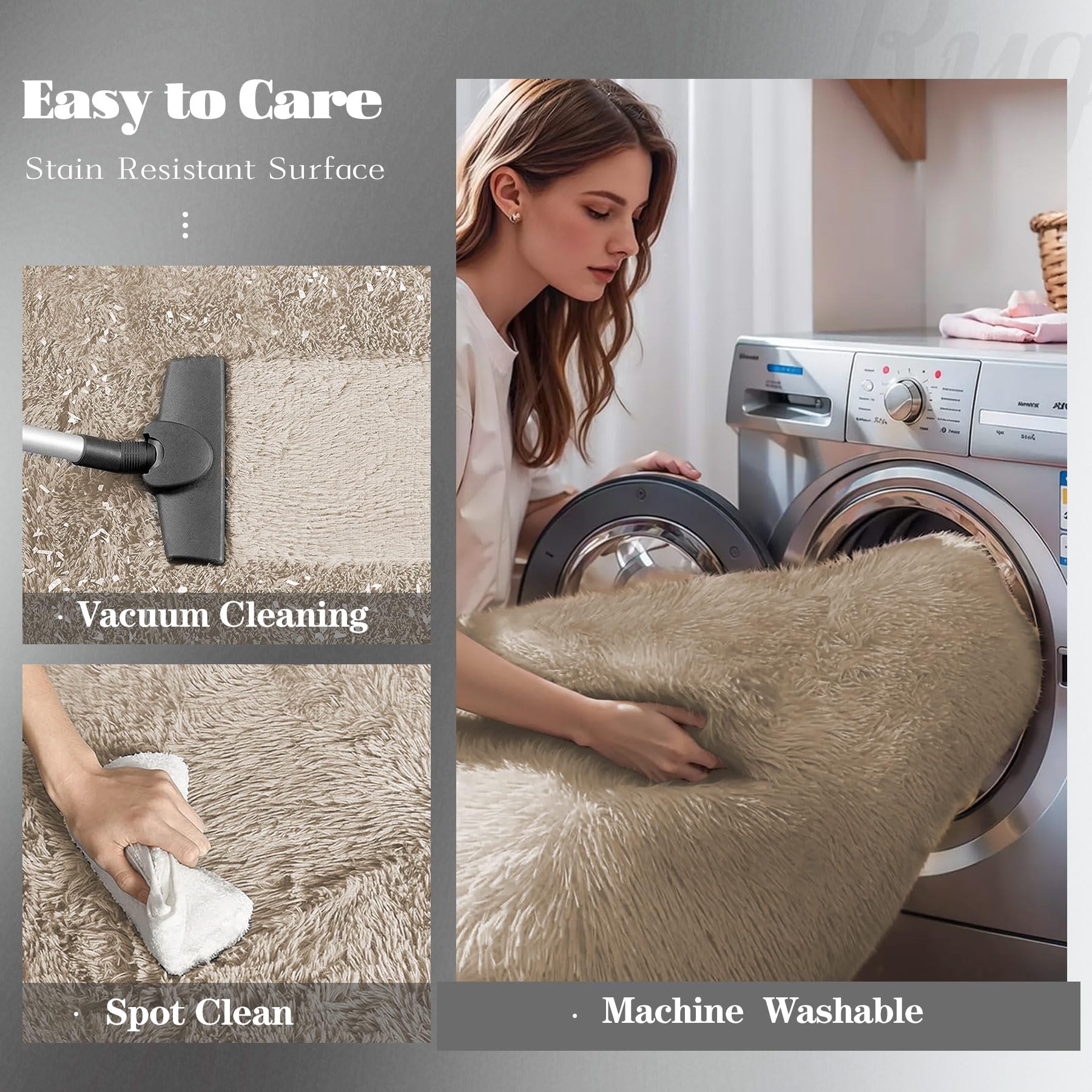 5x7 Area Rug for Living Room: Fluffy Shag Soft Washable Rugs Fuzzy Plush Indoor Carpet for Bedroom Nursery Playroom Dorm Kids Girls Boys Room (Camel, 5'x7')