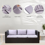 8Pcs Stretch Velvet Patio Cushion Cover,Fluffy,for Fall Outdoor Couch Cushion Cover Replacement,Washable Indoor Outdoor Cushion Slipcovers(Smoke Gray,Cover Only)