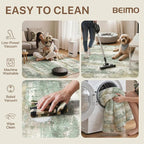 BEIMO Reversible 2x3 Rugs for Entryway Kitchen Bathroom, Modern Abstract Dual-Sided Area Rug, Machine Washable Soft Low Pile Indoor Mats, Includes Non-Slip Rug Pad, Green & Grey