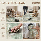 BEIMO 5x7 Area Rug for Bedroom, Green Washable Abstract Reversible Rug