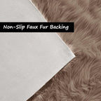 Goolela Fluffy Faux Fur Rug for Bedroom Light Brown Beige 2x3 Furry Fuzzy Sheepskin Rug Small Shaggy Area Rug for Office Playroom Decor Washable Rectangle