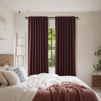 Guken 100% Blackout Curtains 90 Inch Length 2 Panels Set for Living Room Bedroom Back Tab Thermal Insulated Black Out Linen Drapes Room Darkening Reddish Brown,52x90