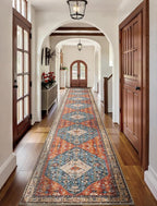 SERISSA Runner Rug for Hallways, 2'6"x18' Washable Non Slip Kitchen Runner Rug, Extra Long Boho Rug Ultra Soft Vintage Tribal Print Floor Carpet for Hallway Living Room Dining Room Bedroom