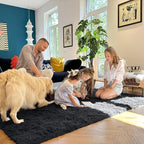 OLANLY 6x8 Machine Washable Large Area Rugs for Living Room, Bedroom, Soft Fluffy Shaggy Bedside Rug, Indoor Floor Carpet for Kids Girls and Boys, Dorms, Nursery, Home Decor Aesthetic, Black