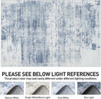 9x12 Area Rugs Washable Rug: Modern Abstract Living Room Rug Soft Anti-Skid Thin Carpet Indoor Floor Non-Shedding Carpets for Bedroom Dining Room Farmhouse Nursery Home Office Blue White