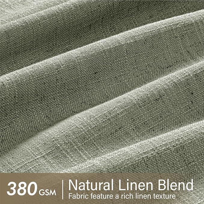 MIULEE Pinch Pleated Thick Linen Curtains 90 Inches Long 2 Panels for Living Room Bedroom, Linen Textured Memory Trained Pleat Drapes Back Tab Light Filtering Sage Green Window Curtains with Hooks