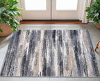 Lansny Modern Abstract Small Area Rug Indoor 3x5 Washable Rug Non-Slip Soft Entryway Rug Grey Black Multi Kitchen Mats Thin Print Faux Wool Floor Carpet Throw Rugs for Entrance Bedroom Home Decor