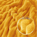 Exclusivo Mezcla King Size Flannel Fleece Blanket, Super Soft Striped Jacquard Bed Blanket, Lightweight Fuzzy Cozy for All Seasons, 90x104 Inches, Mustard Yellow