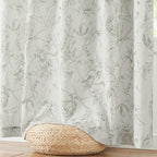 jinchan Grey Floral Linen Curtains 96 Inch Farmhouse Rod Pocket 2 Panels