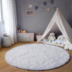 ONASAR White Round Rugs 6ft for Living Room Bedroom, Fluffy Circle Area Rug for Kids Girls Boys Teen, Soft Plush Shaggy Carpet for Nursery Dorm Classroom Playroom Home Decor Aesthetic