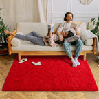 Chicrug Soft Area Rugs for Bedroom Living Room Plush Fluffy Rug 9x12 Feet, Shag Furry Area Rug Carpet Non Shedding for Nursery Children Kids Girls Room Home Decorative, Red