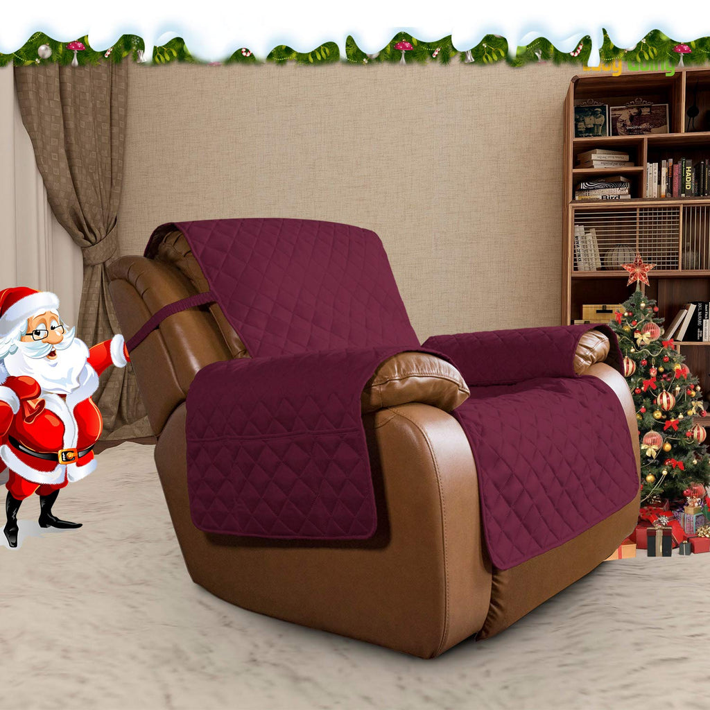 Easy-Going Reversible Couch Cover, Oversized Recliner, Wine/Beige